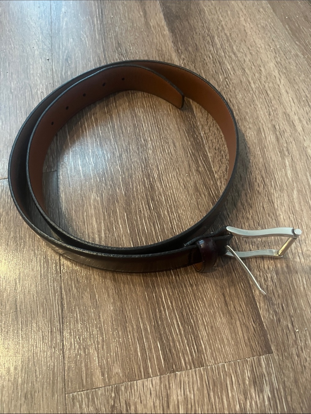 Brighton Men's Dark Brown Leather Dress Belt with Silver Buckle